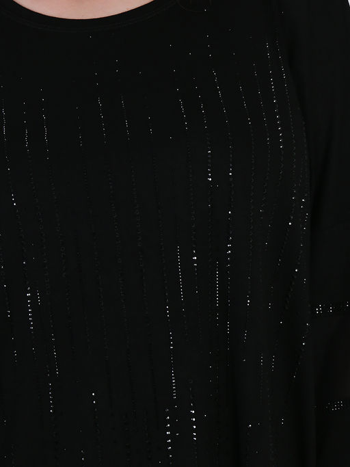 Длинная трикотажная блузка со стразами праздничная - Almond фото 3