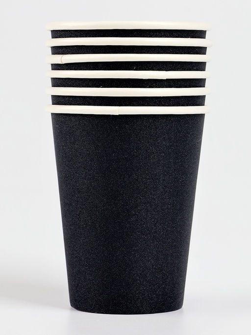 Посуда одноразовая бумажная, чёрная, на 6 персон, 12 предметов