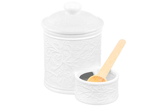 Банка д/соли 15,5*10*14,5 см 500 мл Веточки-цветочки + деревянная ложка + крышка - Elan gallery фото 7