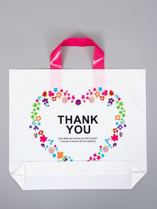 Цена за 50 шт. Пакет с петлевой ручкой "Цветущее сердце" 35 х 30 х 8, см, 60 мкм