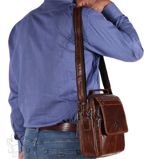 Сумка мужская кожаная 99888Z brown Zinimsk в Новосибирске