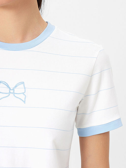 Футболка женская белая с вышитым бантиком на груди - Mark formelle фото 5