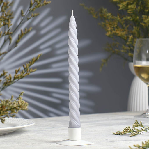 Цена за 2 шт. Свеча витая, 2.3×24.5 см, 5 ч, 50 г, серая