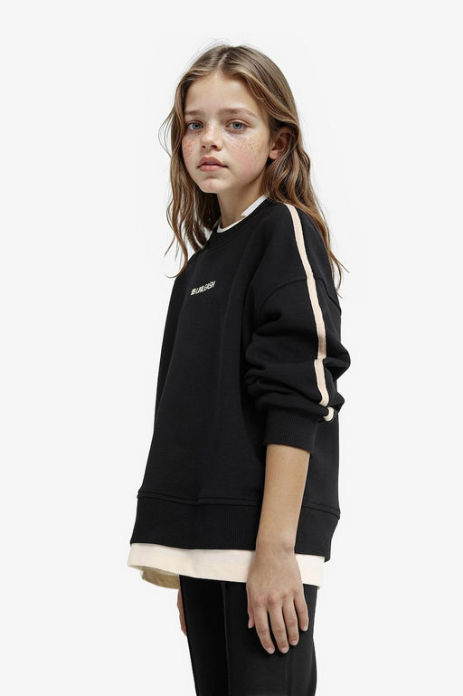 Oversize Geni_ Kal_p Bisiklet Yaka Bask_l_ Sweatshirt K_z _ocuk - Defacto фото 6