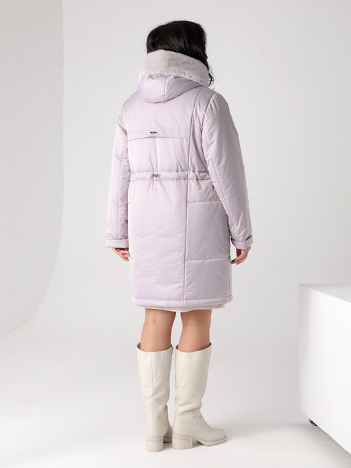 Еврозима! 24321 Пальто дем. серо-розовый - Dizzyway фото 3