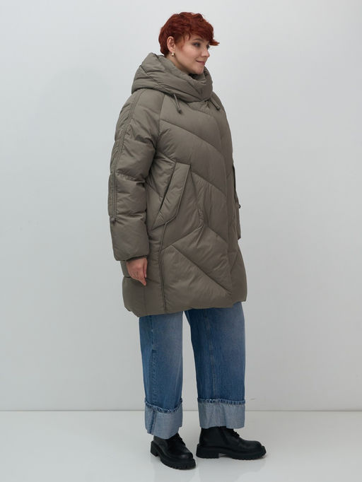 Пальто двубортная зимнее утепленное женское светло-коричневого цвета 7732SK - Visdeer фото 15