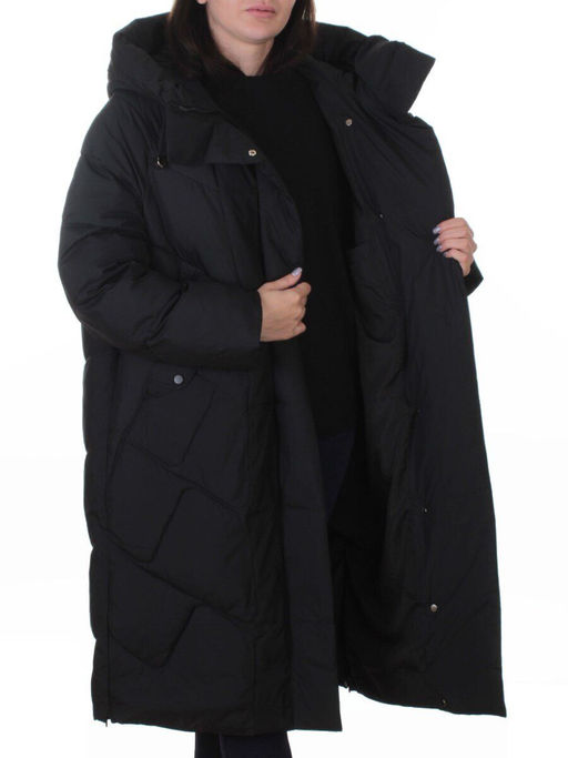 A621 BLACK Пальто зимнее женское (200 гр. холлофайбер)