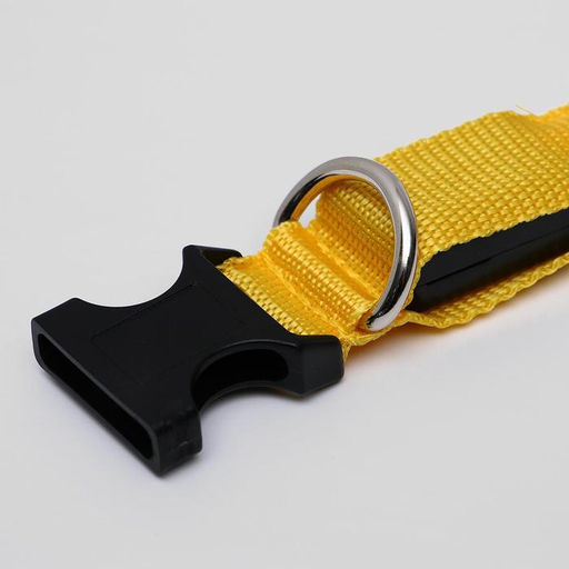 Ошейник с подсветкой размер S, ОШ 35-43 х 2,5 см, 3 режима свечения жёлтый - Пижон фото 4