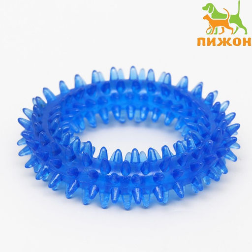 Игрушка жевательная для собак Игольчатое кольцо, 9 см, синяя