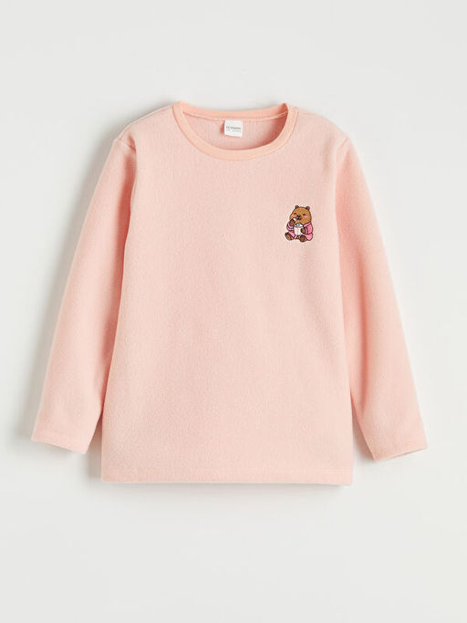 Bisiklet Yaka Nak??l? K?z ?ocuk Polar Pijama Tak?m