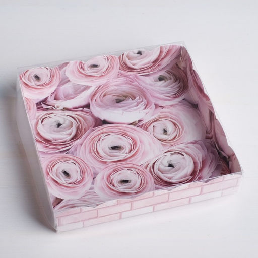 Цена за 5 шт. Коробка для печенья, кондитерская упаковка с PVC крышкой, My best wishes, 15 х 15 х 3 см