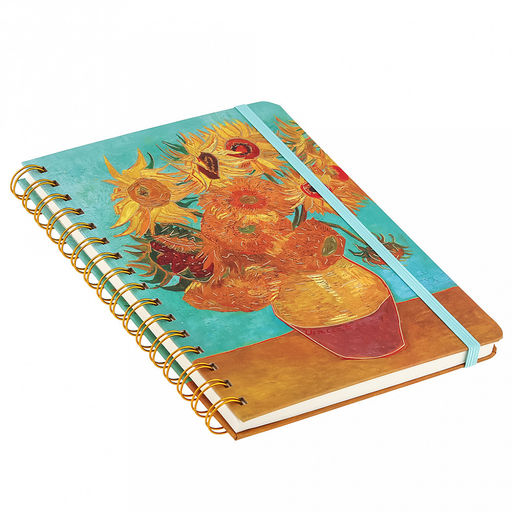 Блокнот для заметок 80 листов "Шедевры Ван Гога" 14,4х20,5см, в линейку, отрывные, обложка - цветной картон, на спирали, с резинкой, рисунок в ассортименте, ПП пакет 15,5х21х1,5см (Китай)
