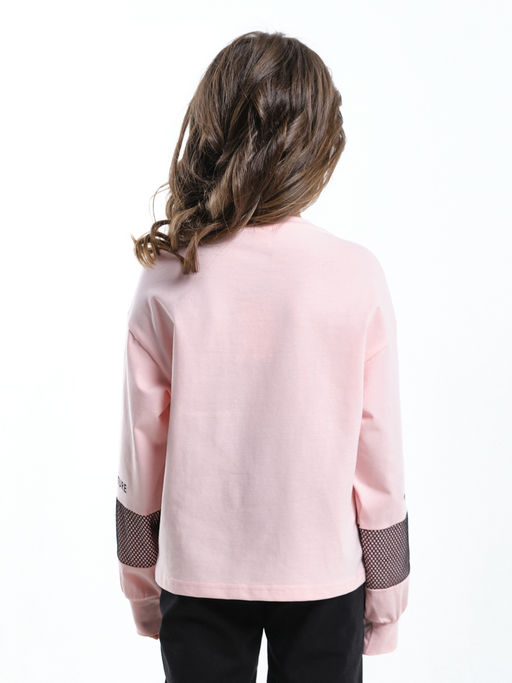 Лонгслив для девочки с принтом UD 7897 крем-розовый - Mini maxi фото 7