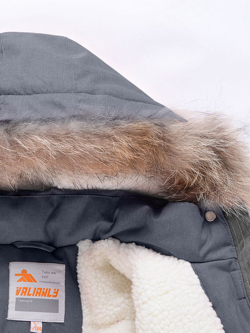 Парка зимняя Valianly подростковая для девочки серого цвета 9238Sr  фото 12