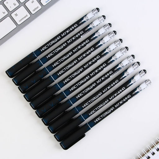 Цена за 10 шт. Ручка шариковая, синяя паста 0.7 мм с колпачком пластик софт-тач Герой и защитник - Artfox фото 4