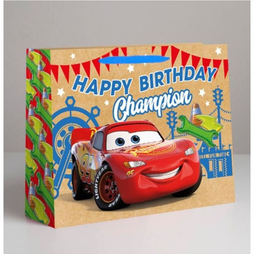 Пакет подарочный крафт Happy Birthday, Champion, 40?31?11.5 см, Тачки - Дарите счастье фото 2