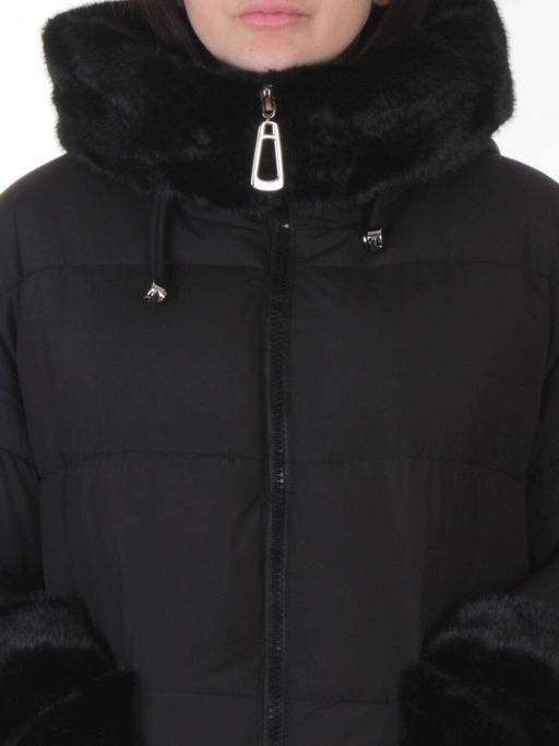 6093 BLACK Куртка зимняя женская оверсайз (200 гр. холлофайбер)