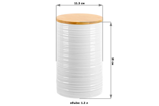Банка д/хранения 1,2 л 11,3*11,3*18 см Шелк с дер. крышк. с сил. упл. - Elan gallery фото 2