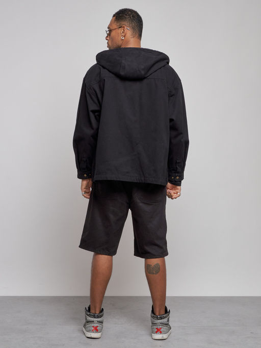 Джинсовая куртка мужская с капюшоном черного цвета 12768Ch - Mtforce фото 5