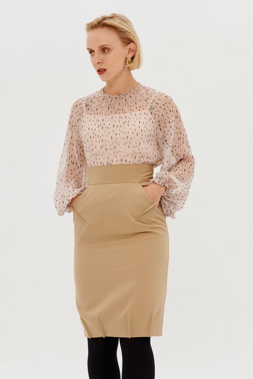 Юбка миди с карманами Aloida (Цвет: Бежевый) - Morozov Amavie фото 3