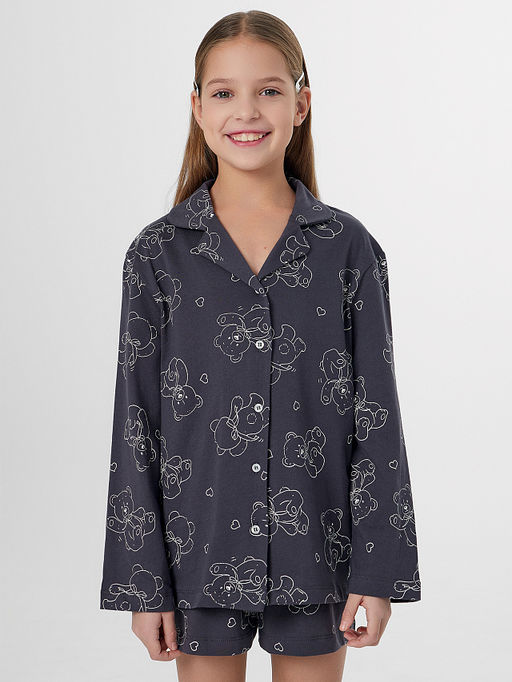 Комплект домашний для девочек серый с принтом - Mark formelle фото 3