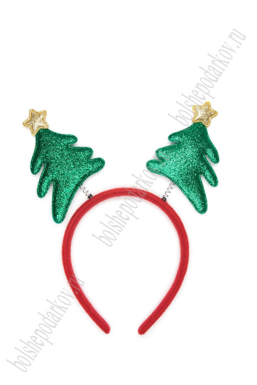 Новогодний ободок 23 см "Ёлочка" (SF-1708) красный/зеленый