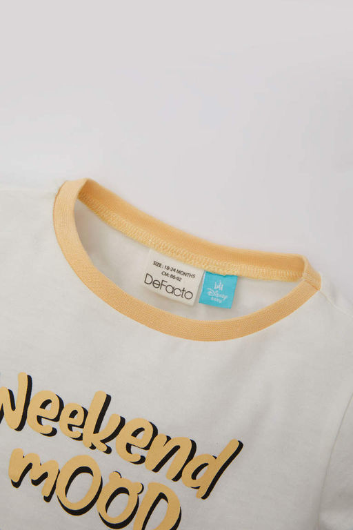 Пижамный комплект для маленьких мальчиков Disney Winnie The Pooh, верх из чесаного хлопка с длинными рукавами и эластичным поясом, длинный низ - Defacto фото 4