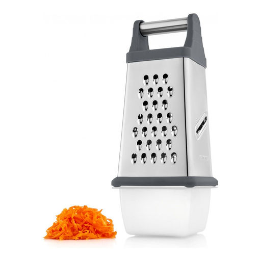 Терка с контейнером для овощей ручная Walmer Home Chef, 21 см, цвет серый