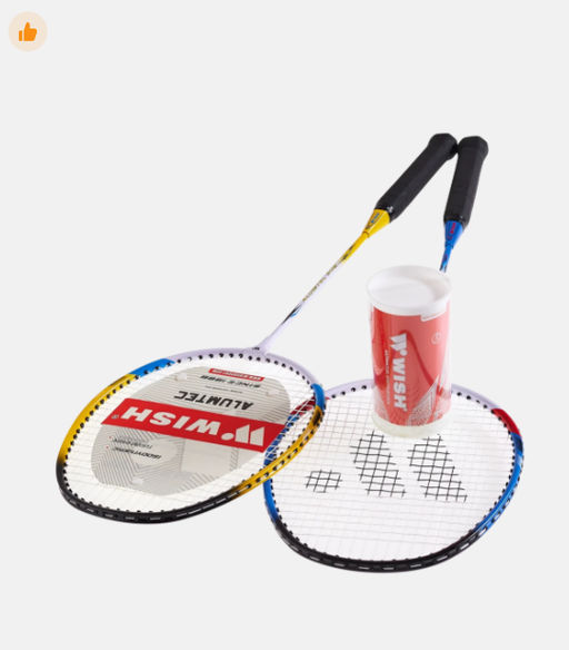 Набор для бадминтона WISH Alumtec 502 (2 ракетки+2 волана), синий/желтый