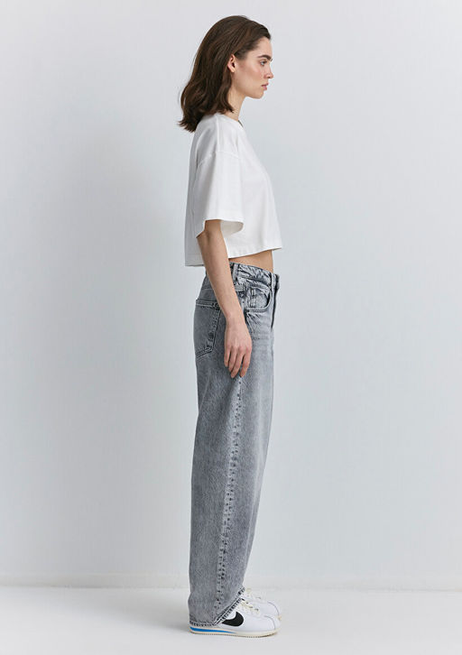 Mavi Patch Logo Bask?l? Beyaz Crop Tisort  фото 4