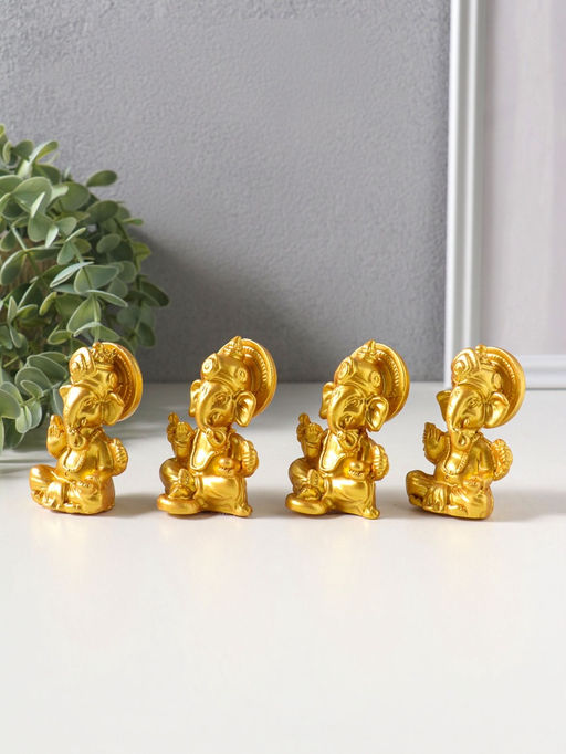 Набор фигурок 4 шт. «Ганеша», полистоун под золото, 3.5×4.4×6.2 см
