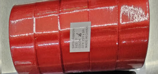 Лента атласная декоративная 5 штук набор 25ярд х 2.5см / 026 /уп 60/красная