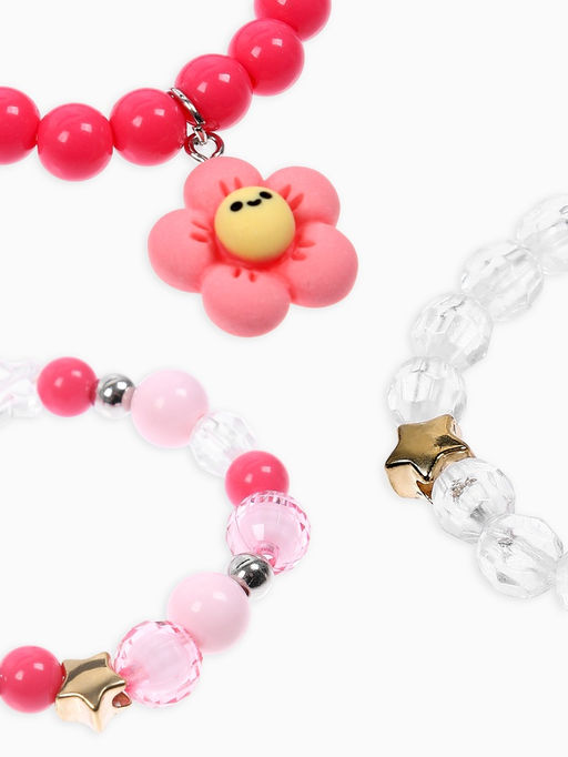 Цена за 2 шт. Набор браслетов детский Выбражулька «Цветок» 3 шт. d=6 см. бело-розовый