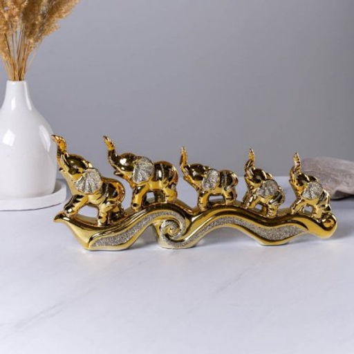 Статуэтка Слоны 32х12 см / W732-1 /уп 24/золото - Галеонтрейд фото 2