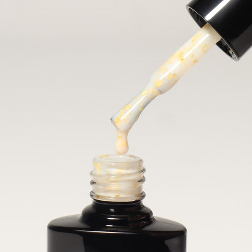 Гель лак для ногтей, молочный, с поталью, трехфазный, 8 мл, LED/UV, белый, золотистый (02)