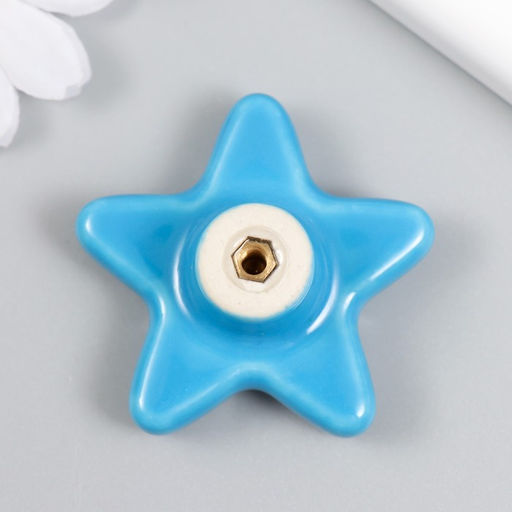 Ручка для шкатулки керамика, металл Звёздочка голубая 4,9х4,9х2,2 см - Simaland фото 3