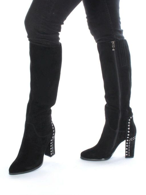 02-13R-01Y1-Q732F BLACK Сапоги женские (натуральная замша, натуральный мех (евромех)) - Фабричный китай фото 2