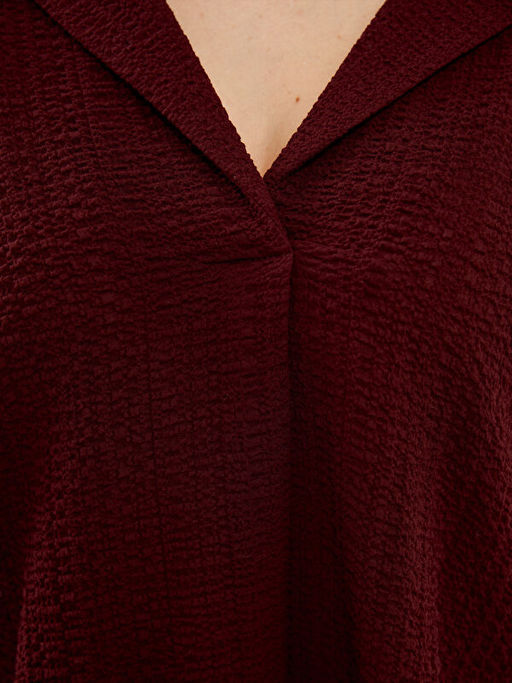 G?mlek Yaka Gofre Kad?n Bluz