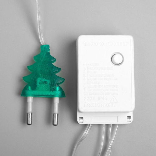 Гирлянда Нить 5 м с насадками Ёжики зелёные, IP20, прозрачная нить, 30 LED, свечение зелёное, 8 режимов, 220 В - Luazon lighting фото 5