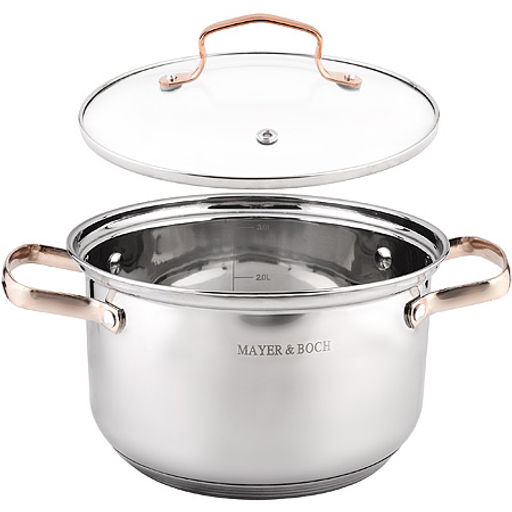 40457 Набор кастрюль 2л+2,8л+3,8л нерж/ст с зол.ручками MB(х4) - Mayer&boch фото 2