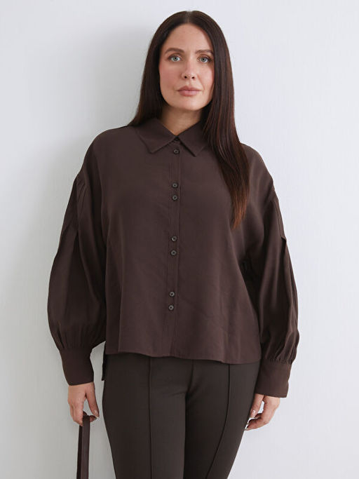 Balon Kollu B?zg?l? Kad?n G?mlek Tunik