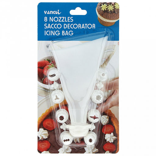 Кондитерский набор 10 предметов Декор: мешок для крема ПВХ; насадка пластик - 8 штук; фиксатор для насадок пластик, цвета в ассортименте: белый, красный, оранжевый, зеленый, в блистере (Китай) - Домашняя мода фото 4