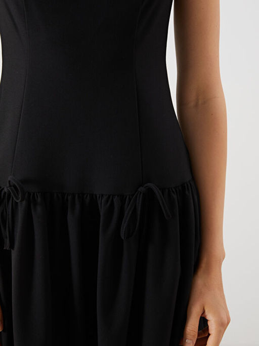 Bisiklet Yaka A Kesim Poplin Mini Elbise