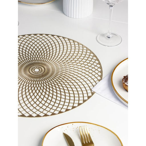 Набор салфеток сервировочных на стол Доляна Вира, 4 шт, d=38 см, цвет золотой  фото 14