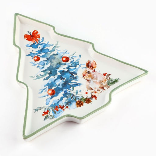 Блюдо новогоднее «Зайка», 23×22×2 см, ручная работа