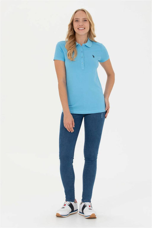 Женская базовая футболка бирюзового цвета - U.s. polo assn фото 11