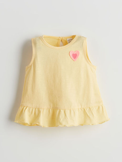 Kalp Bask?l? K?z Bebek Bluz ve ?ort 2li