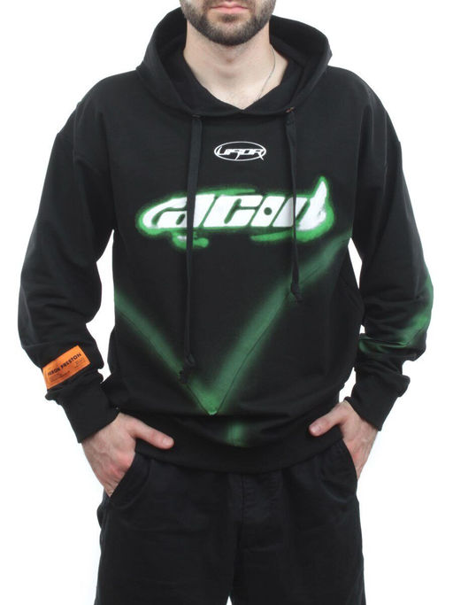 2652 BLACK/GREEN Толстовка мужская (75% хлопок, 20% полиэстер, 5% спандекс) - Фабричный китай фото 2