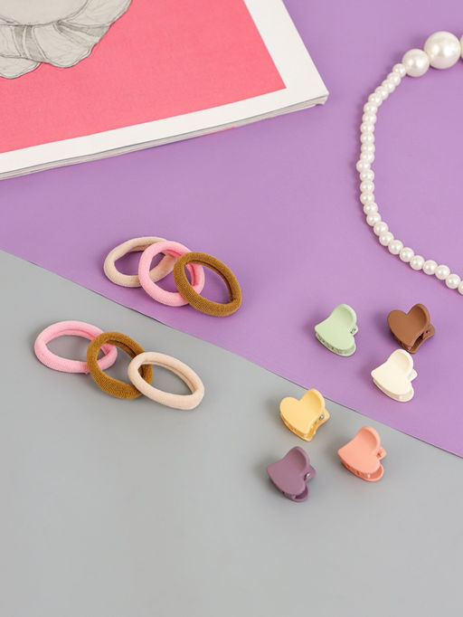 Цена за 6 шт. Набор для волос «Солнышко», 16 шт.: 6 резинок, 10 крабиков, сердца