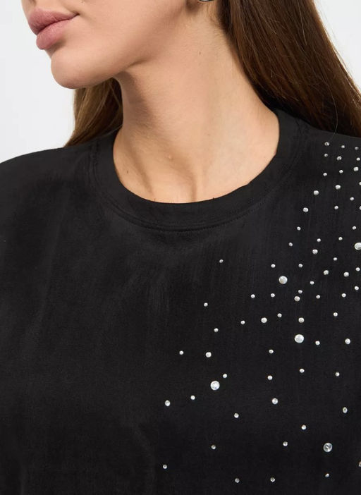 K11056 Футболка OVER SIZE (замша) ЧЕРНЫЙ